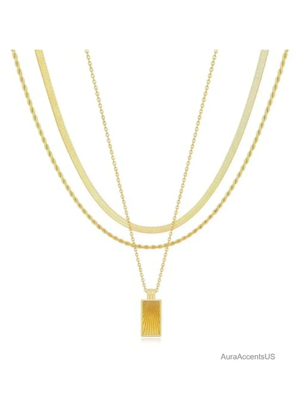 14K Gold Plated Layered Necklace Set, Dainty Stackable Choker Chains for Women